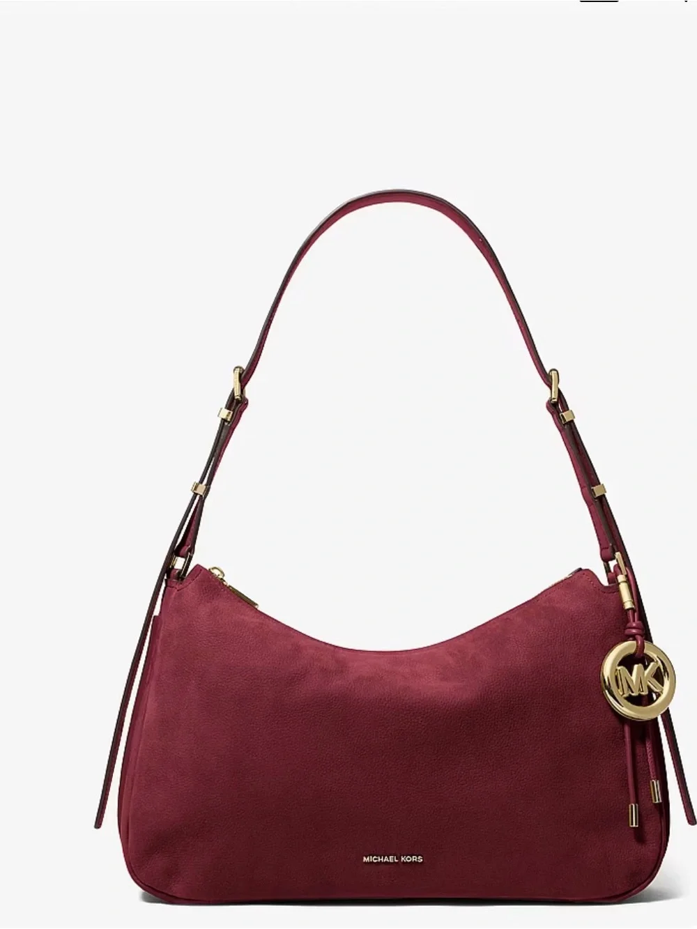 Michael Kors Nolita Medium Nubuck Shoulder Bag (Oxblood)